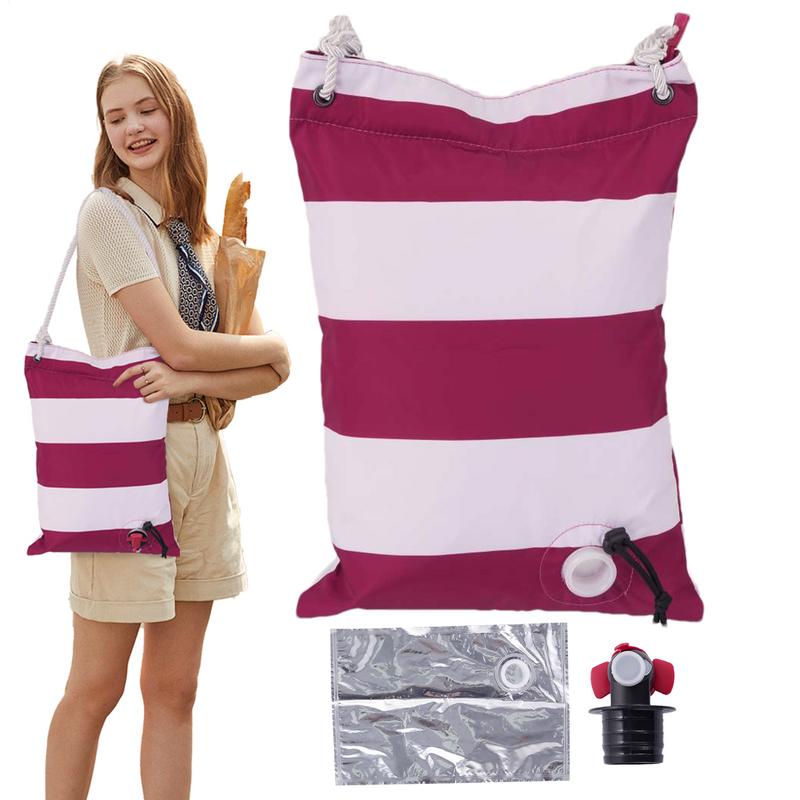 Beach Wine Tote Bag Wine Purse Carrier Insulated Wine Bag With Drink Dispenser Leakproof Insulated Purse Carrier For Outdoor