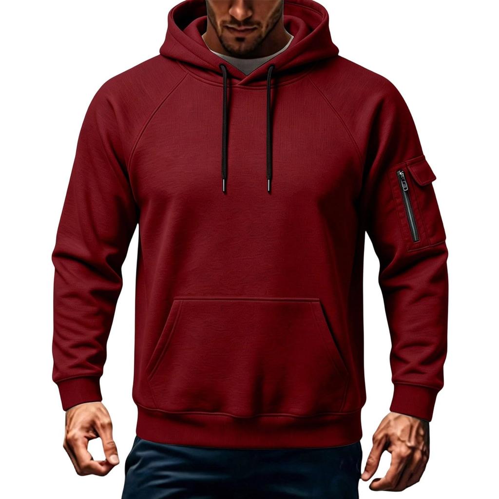 Men's Casual Sports Hoodie Drop Shoulder Long Sleeve Neck Hooded Pullover Sweatshirt