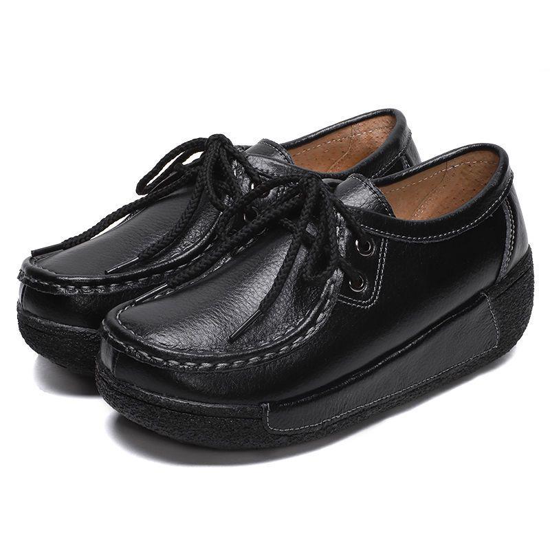 Women's White Leather Cut-Out Wedge Shoes - Thick Soft Sole, Casual Spring/Summer Platform Shoes.