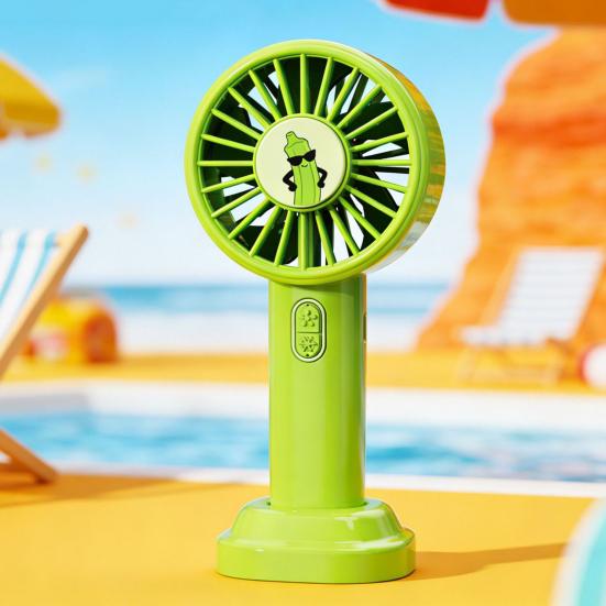 Handheld Fan Cartoon Pet Pattern Multi-Speed Silent Motor USB Rechargeable Portable Desktop Cooling Fan