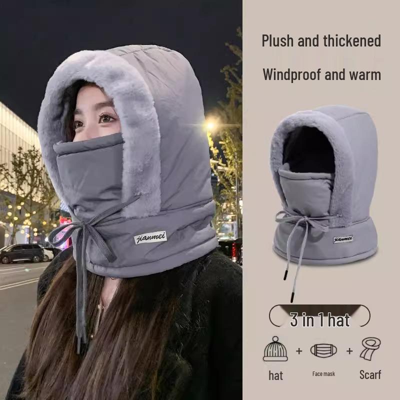 Unisex Winter Windproof Balaclava with Velvet Scarf & Integrated Mask for Cycling