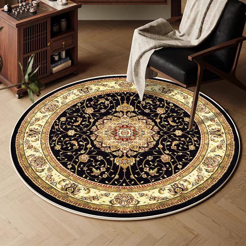 VIKAMA Retro Round Carpet, Living Room Persian Ethnic Style Sofa Cushion, Bedroom Study Room Carpet, Home Decoration