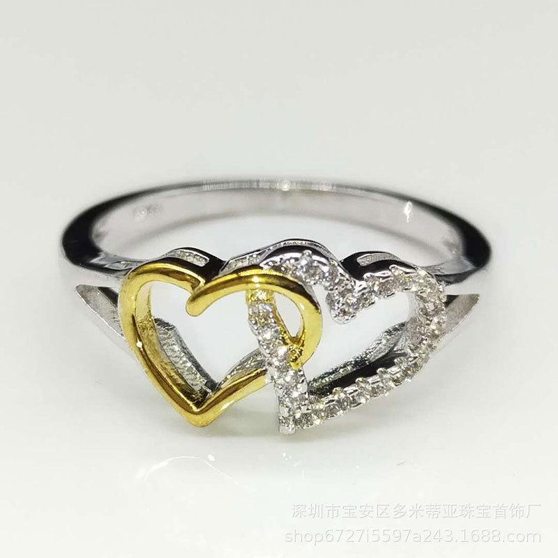Love ring, heart-shaped gold color-preserving ring, micro-diamond zircon women s ring. no. 6