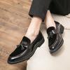 Fashion Luxury Brand Tassel Mens Shoes Leather Men Loafers Classic Black Pointed Tip Gentlemen Business Pointed Toe Slip-On Bean Shoes