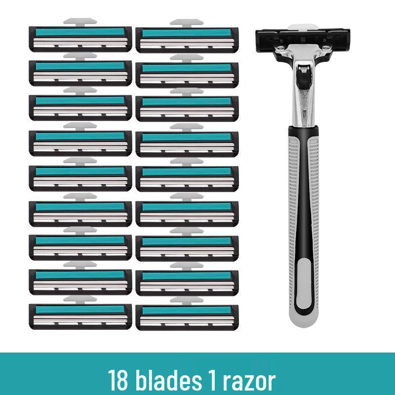 Men's Universal Double-Layer Razor Head: 2-Layer Blade for Beard & Face Shaving