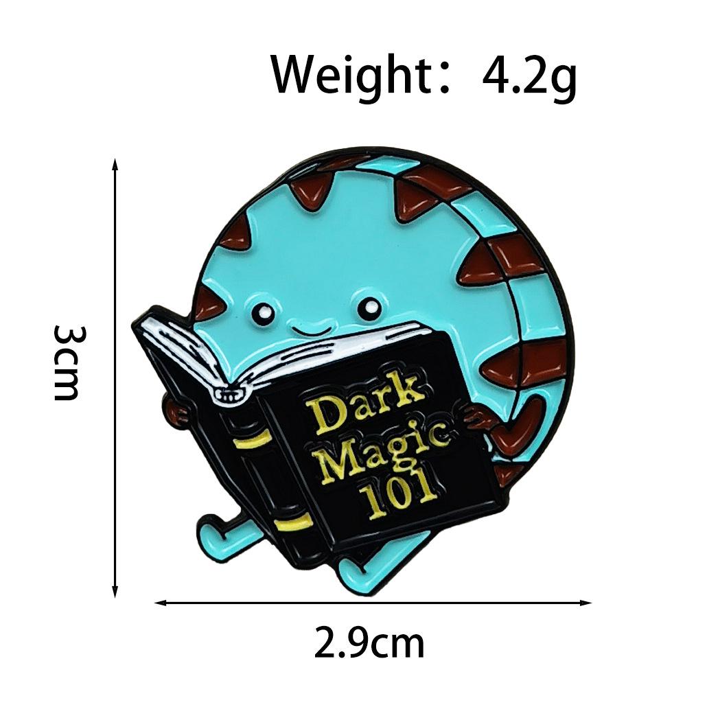 Cartoon Animated Character Brooch: Fun Reading Pose with English Letter Badge