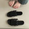 Fashion Versatile Woven Hollow Flat Bottom Comfortable Slippers Women's 2025 Summer Wear Home Casual Beach Sandals