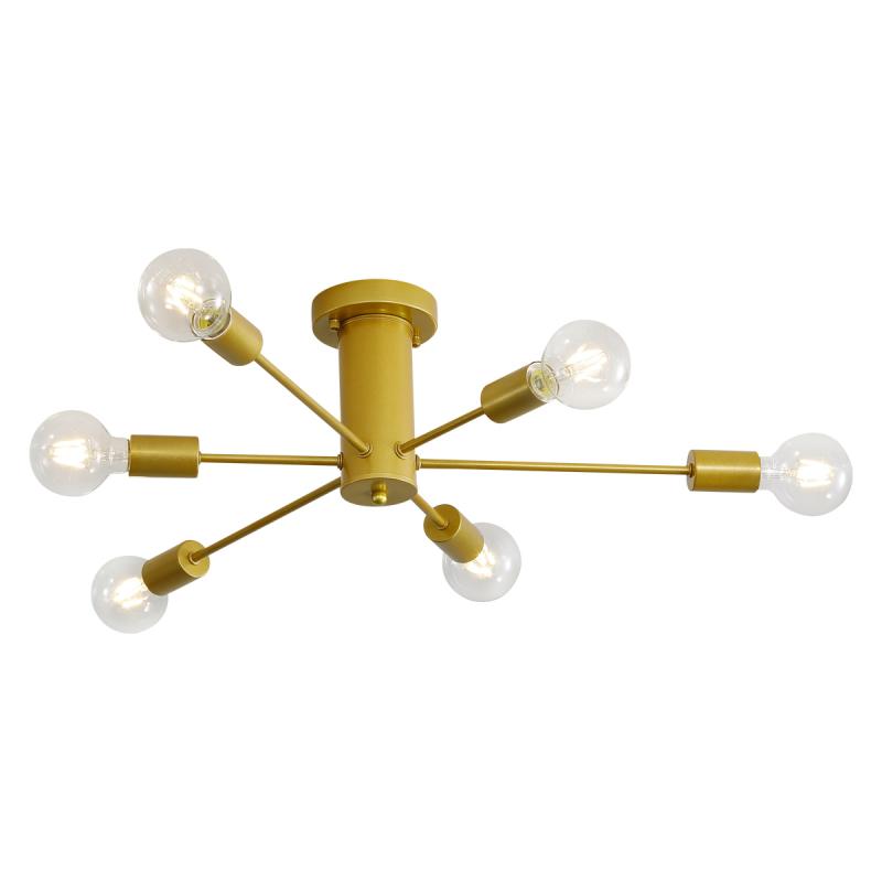 

6-ламповый промышленный потолочный светильник, современный подвесной светильник E27, патрон для лампы, черное золото, металл для гостиной, спальни, столовой, балкона (Лампа не входит в комплект)