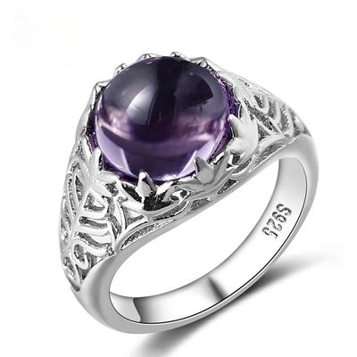 Vintage Rings For Women Elegant Round Amethyst Wedding Engagement Charms Female Fine Jewelry