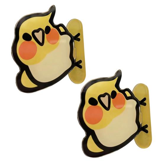2Pcs Skateboarding Parrot Fridge Magnet Acrylic Cartoon Bird Magnetic Refrigerator Accessories Memo Note Photo Holder Decoration A