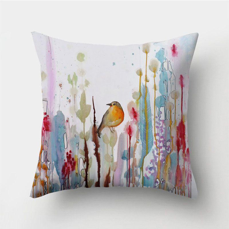 Stunning Bird Flower Pillow Case With Watercolor Design For Stylish Living Room Decor