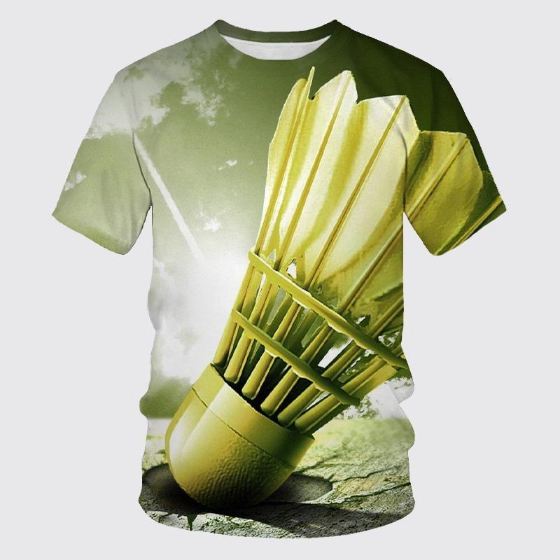 T-shirt Imprimé 3D Hot Blood Badminton Vêtements de Sport Loisir Streetwear T-shirt Oversize Manches Courtes Pulls Haut
