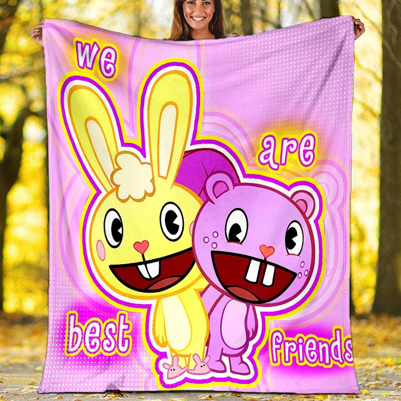 Happy Tree Friends4 printed throw blanket—lightweight,soft,warm;versatile blanket for all seasons—perfect as &air-conditioning throw,nap blanket
