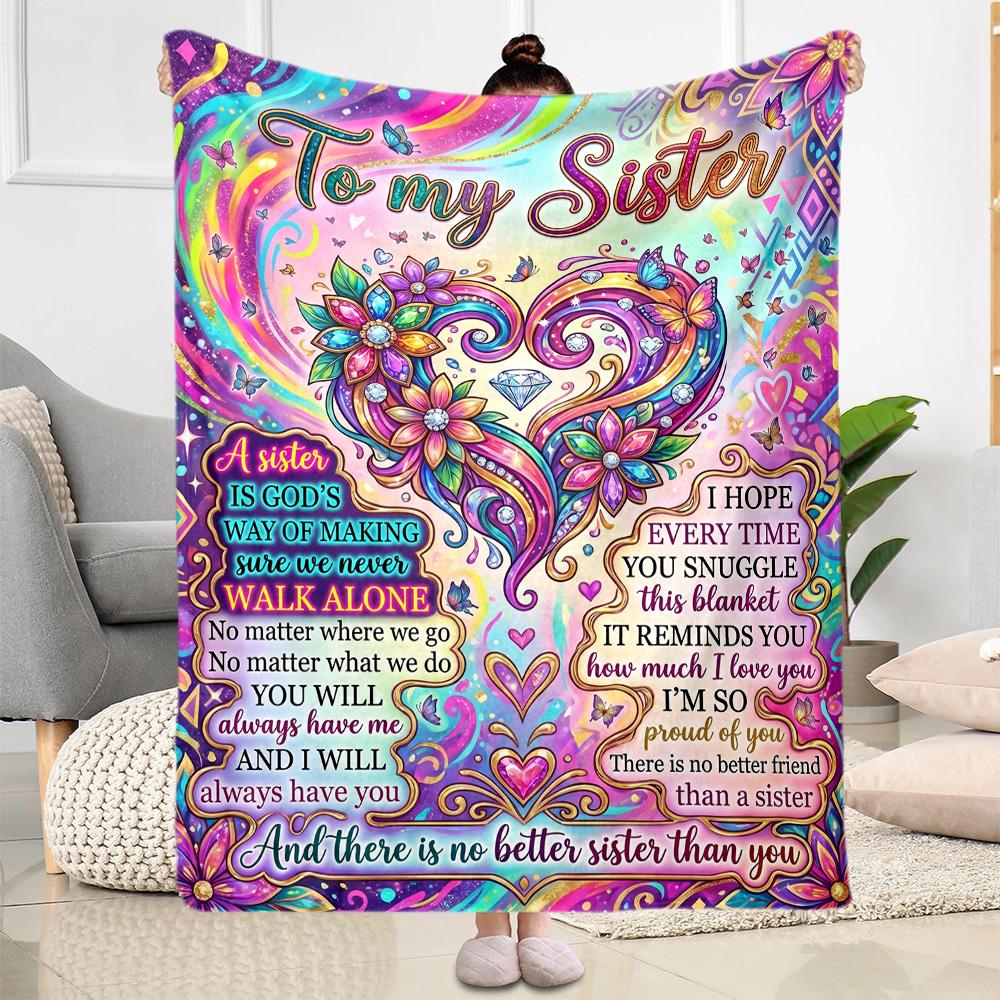 Love Inspiration Sisters Blanket Durable Comfort Suitable for Seaside Chair Livingroom for All Seasons Modern Style Birthday Christmas Gift Blanket