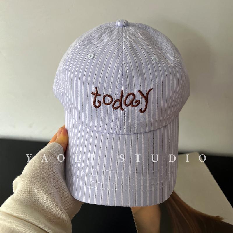 YaI vintage striped today embroidered baseball cap children shading big head circumference showing face small peaked cap men