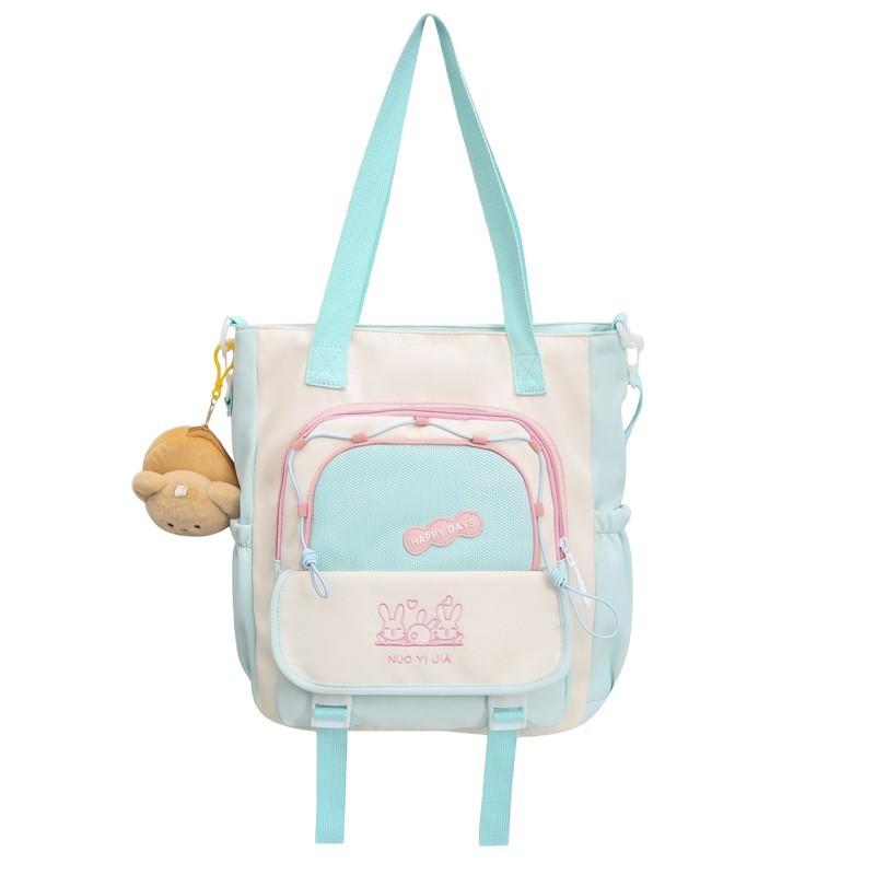 Students Cute Junior High School Students Portable Messenger Bag Large Capacity Casual Color Contrast Class Backpack Travel Bag