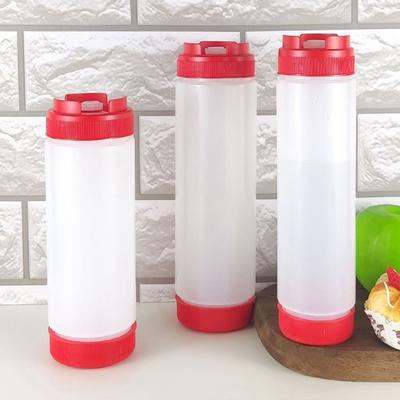 Butelki na sos z podwójną końcówką 16oz 20oz 24oz Plastikowe butelki do wyciskania Duża pojemność Przenośny dozownik ketchupu pomidorowego Piknikowy kuchenka