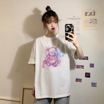 Summer New Student Tops Dark Korean Version Loose Printing Short-sleeved T-shirt Women's Ins Tide