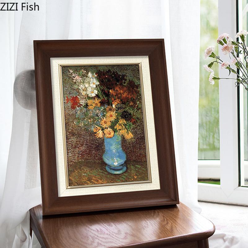 Vintage Craft Photo Frame Exquisite Solid Wood Painting Frame Family Portrait Wall Decoration Picture Frames Hanging Ornaments