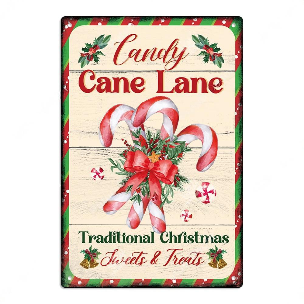 Vintage Merry Christmas Metal Posters Tin Signs Wall Decor Fresh Baked Cookies Cakes Treats Hot Cocoa Bar