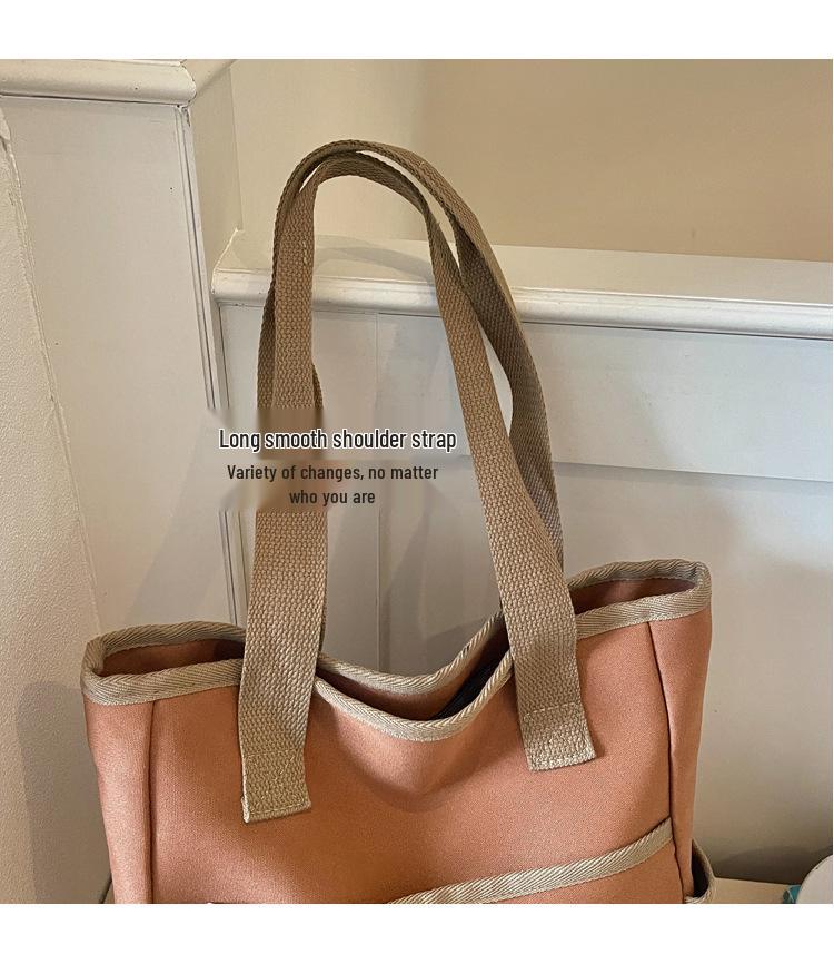 Korean-Style Canvas Tote: Large Capacity, Chic Summer Shoulder Bag for Women 2026