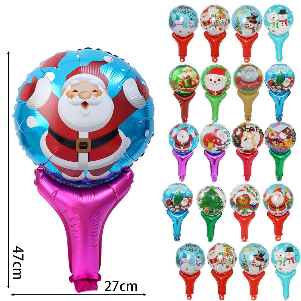 Christmas Children Party Decorative Toys Hand-Held Aluminum Balloon Stick Santa Claus Snowman Balloon Hairband Hair Accessories