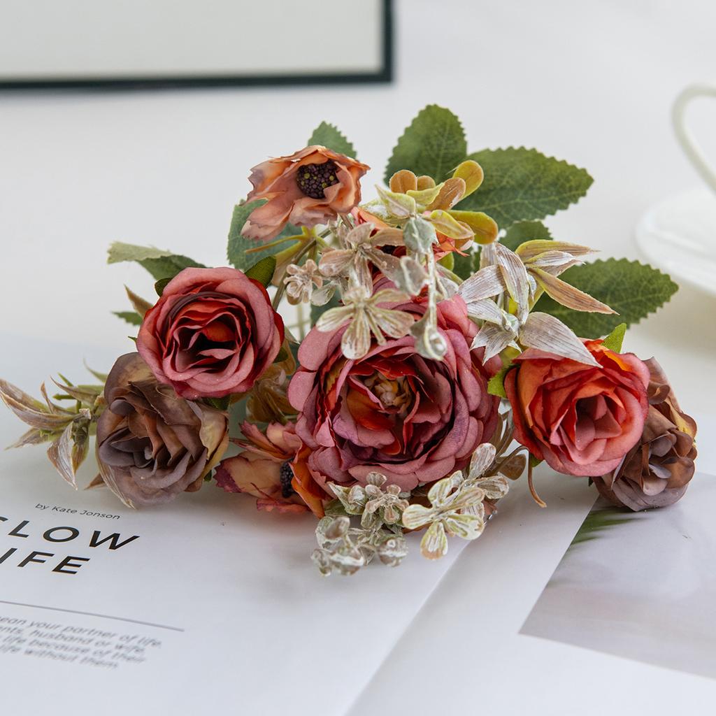 1/2PCS Artificial Roses Flowers Wedding Home Bedroom Decor Bridal Bouquets Garden Fake Silk Peony Hydrangeas Vase Board Outdoors