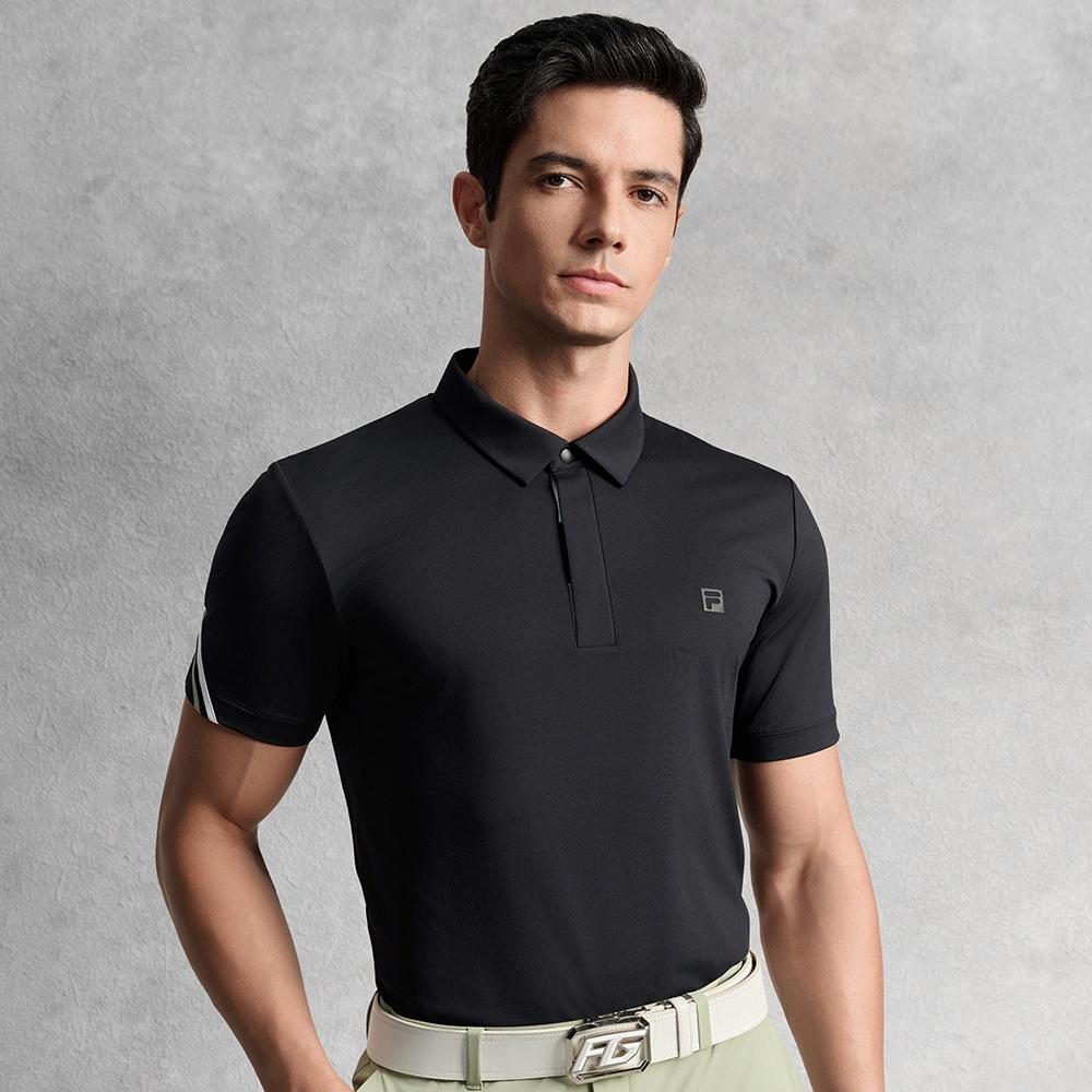 FILA Fitness Cool Dry Simple Polo Shirt Men tops Deep-Black A51M631101FBK