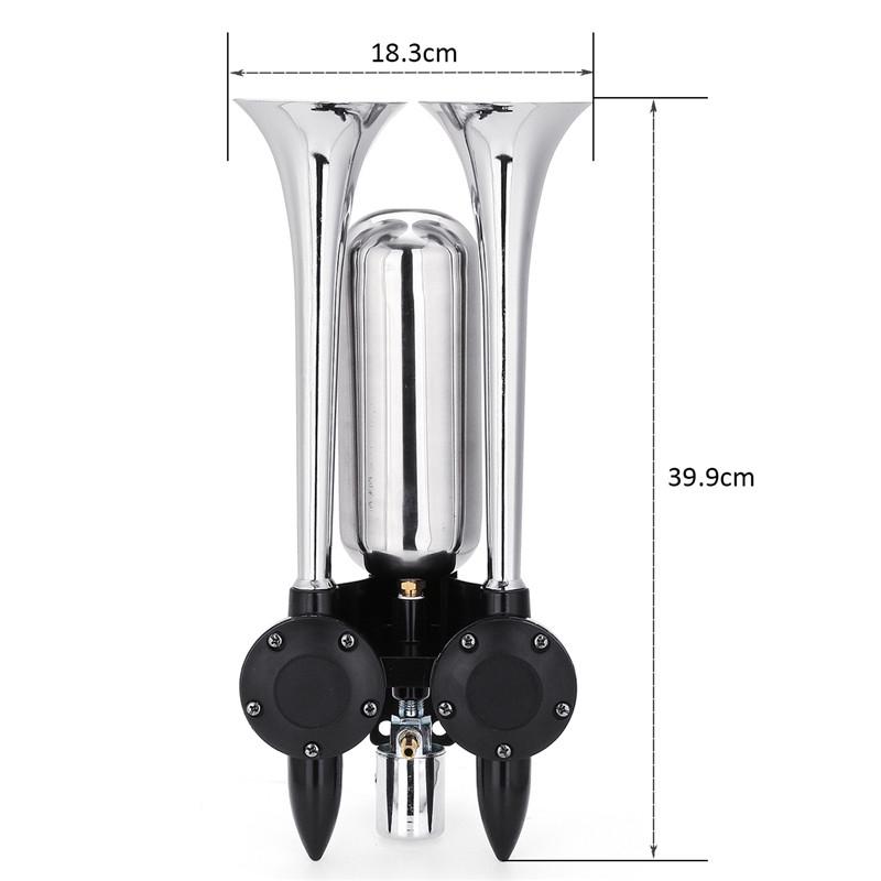 High Quality Stainless Steel 120HZ 300db Super Loud Dual Air Horn Twin Tone Trumpet Dukes Kit With Compressor For Car Truck Boat Lorry DC12/24V