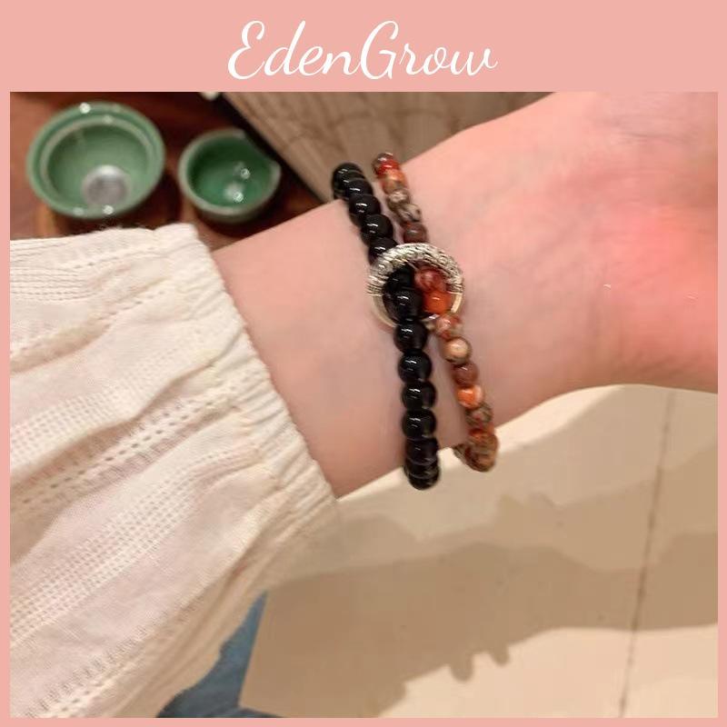 Style Ethnic Handcrafted Natural Stone Beaded Bracelet Unisex Geometric Design