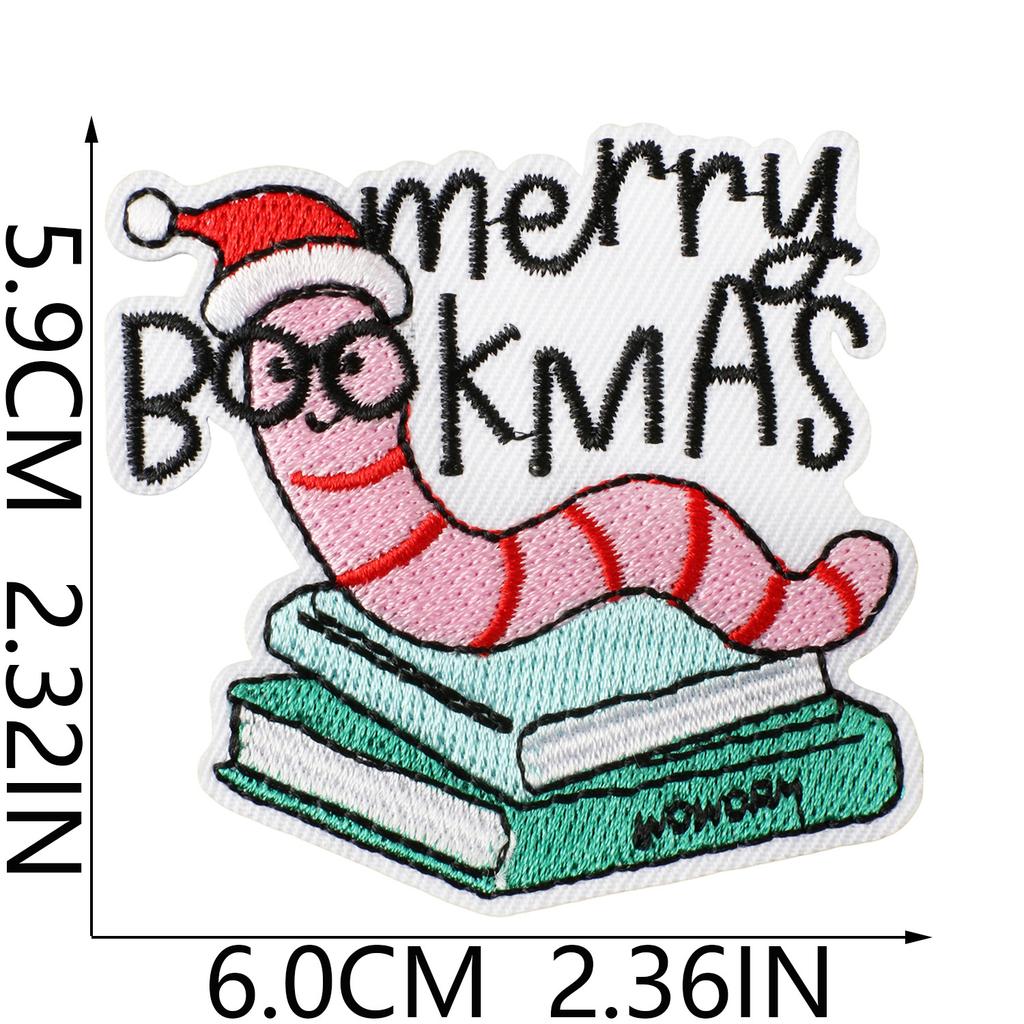 Fun Bookworm Pattern Embroidery Cloth Sticker Literary Reading Elements Clothes Bag Ironing Creative Decorative Patch Sticker