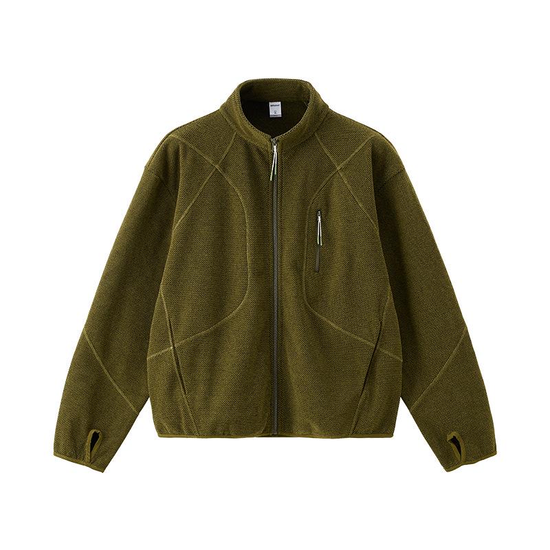

Honeycomb Stand Collar Zipper Hoodie - Winter Outdoor Plus Velvet Sports Jacket L