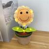Gehäkeltes Lachendes Sonnenblumen-Topf-Ornament mit LED-Licht Handgefertigte Dekorationen für Innenbereich Schreibtisch Partys Veranstaltungen Geschenk
