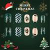 24 Pcs Christmas Press On Nail Wreath Stick On Nail Glittering Stripes Acrylic Nail Short Full Cover False Nail