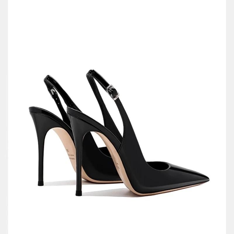 Fashion Sexy Ultra-high Heels Pointed Sandals Elegant Summer Patent Leather Suspender High Heels Trendy Dress Banquet Women's Shoes