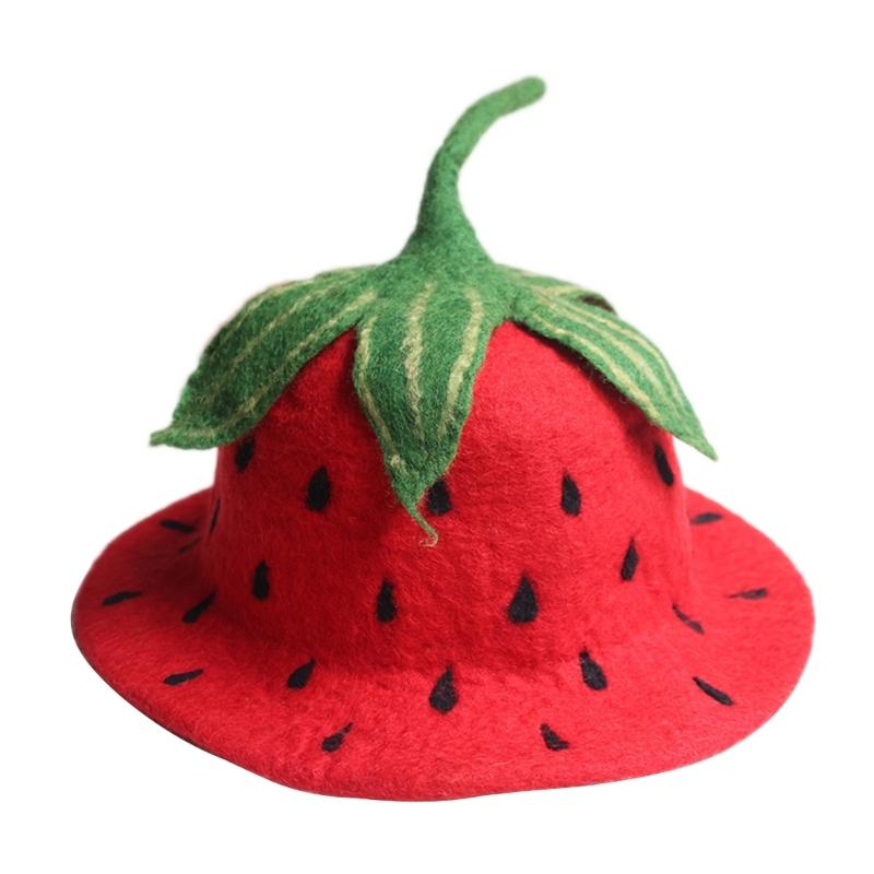 Милая Шляпа в Форме Фрукта Клубника Солнцезащитная Панама InsСтиль Уличный Снимок Шляпа для Девочки Женщины Шляпа для Фестиваля Фото Аксессуар для Головы 1