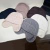 Korean Rabbit Fur Knitted Ear Protection Bomber Hat Women Autumn Winter Warm Face Small Flying Hat Big Size Wool Beanie Cap
