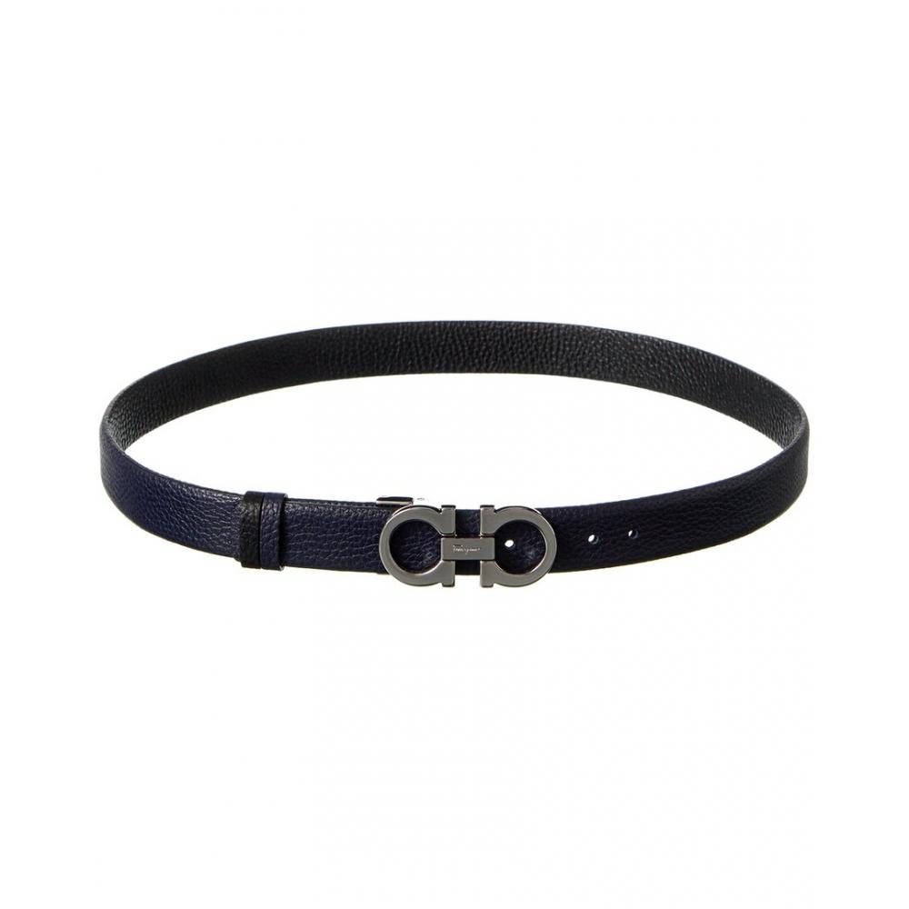 

Salvatore Ferragamo Ferragamo Gancini Двусторонний регулируемый кожаный ремень синий