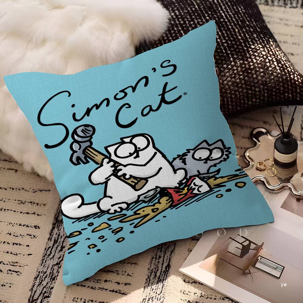 

S-Simons C-Cat Maple Design Cushion Cover Happy Autumn Harvest decor Holiday Decorati Pillow Cover 12x12Inch