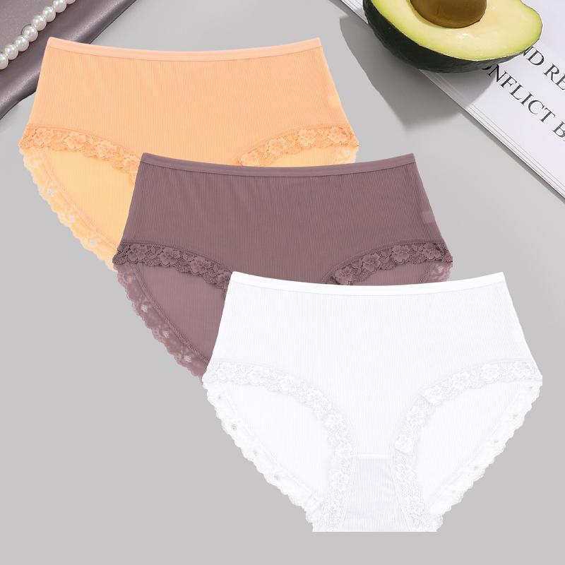 

FINETOO 3 шт. Женские сексуальные трусики кружевные больших размеров нижнее белье высокого качества полосатые брифы для девочек однотонное спортивное удобное нижнее белье 2XL&3pcs