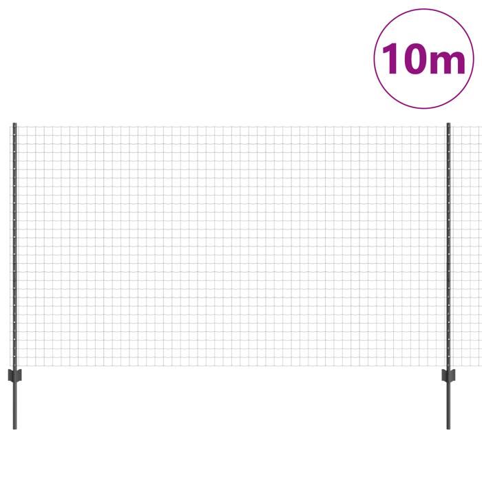 VidaXL Clôture Euro avec 10 poteaux gris 1,4x10 m en acier 3336059