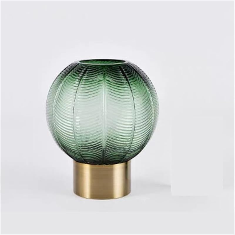 House Decor Creative Metal Base Glass Vase Dried Flower Vase Ornaments Home Decoration Living Room Wedding Gift Flower Vase(Small)