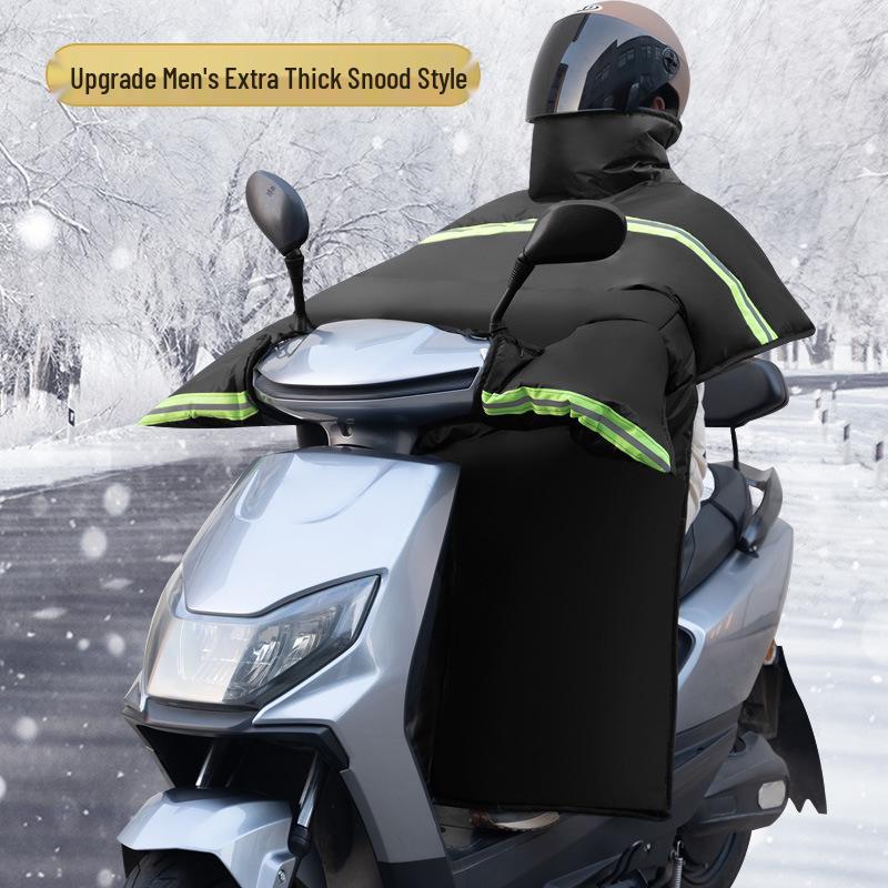 Men's Windproof & Waterproof Electric Motorcycle Winter Windshield with Sun Protection & Plush Lining