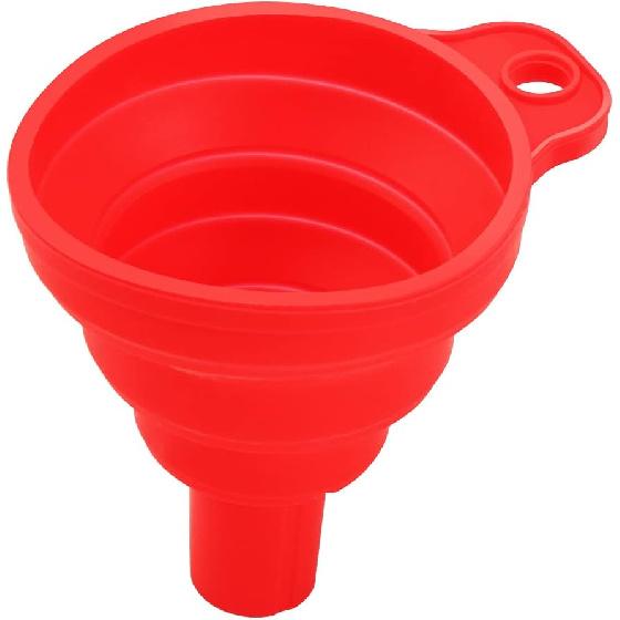 

Car Auto Engine Funnel Gasoline Oil Fuel Petrol Diesel Liquid Washer Fluid Change Fill Transfer Universal Collapsible Silicone (red) красный