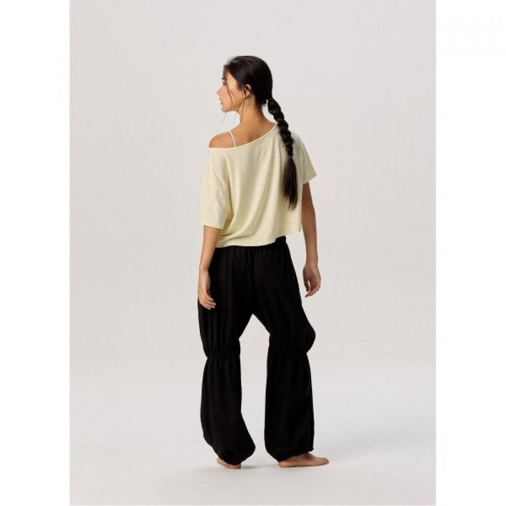 Budhi Mudra Linen Shirring Pants Black B61002apl61 B01 Black/XS