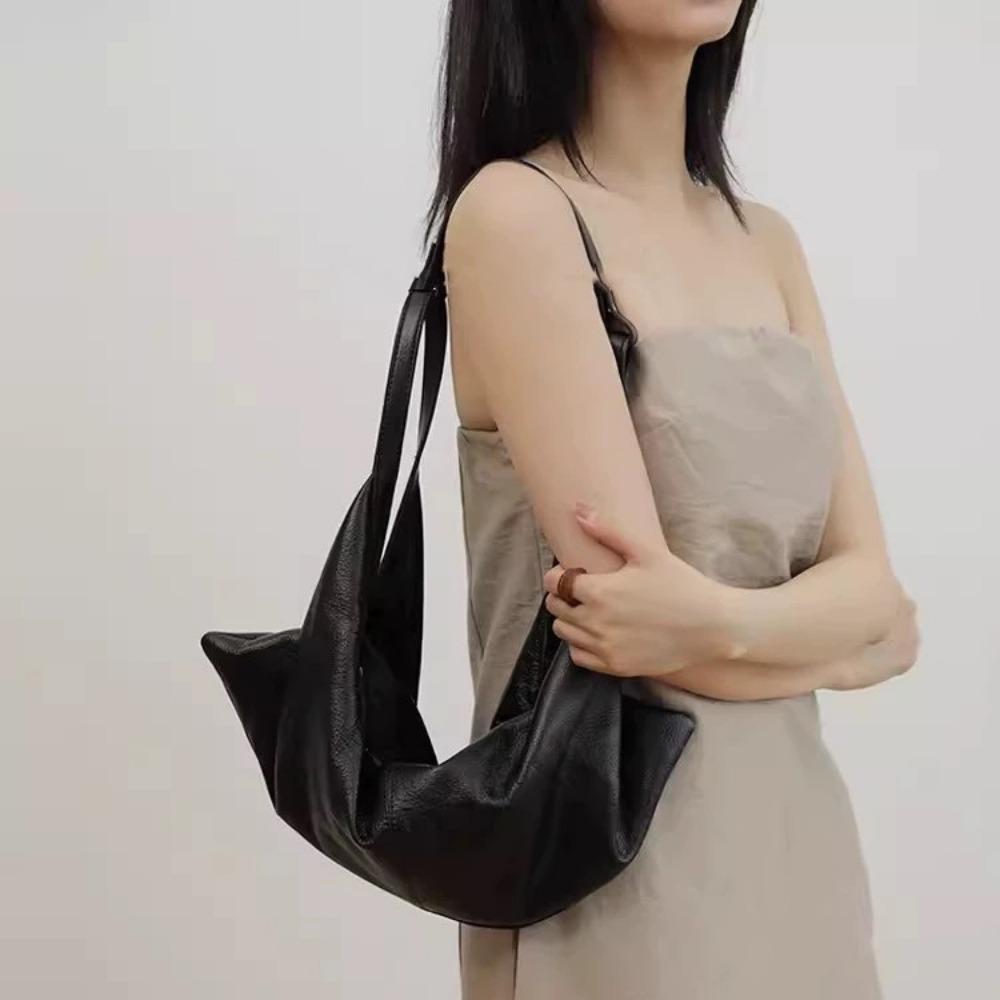 Luxury Soft Women Shoulder Bag PU Leather Designer Handbag and Purses Half Mo Croissant Bags for Women 2026 New Shopper Clutch