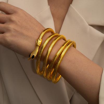 Exaggerated Metal Wind Bracelet, Gold Winding Natal Year Snake Bracelet, Retro High-End Light Luxury Jewelry