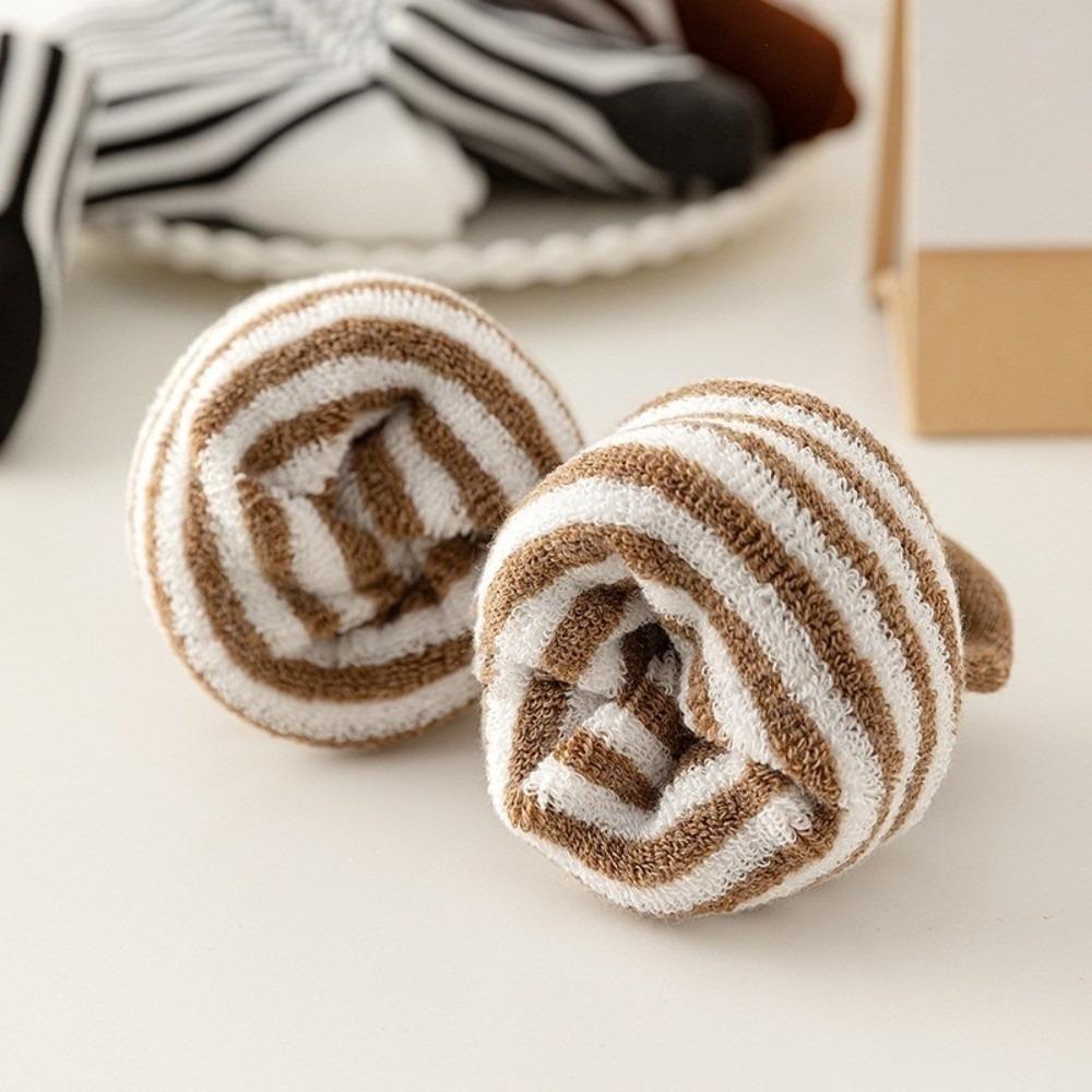 Thermal Fleece Lined Thick Crew Socks Striped Pattern Fleece Lined Socks  Cold Weather