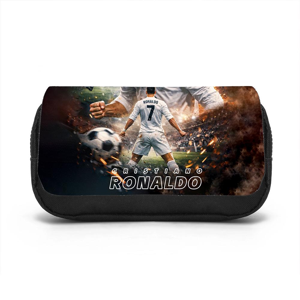Borsa Organizzatore per Cancelleria di Grande Capacità, Astuccio a Doppia Scomparto Ronaldo, Astuccio per Penne Studenti Stella del Calcio