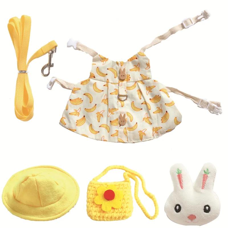 

Милый набор шлейки и поводка для маленьких животных, платья с принтом, для морских свинок, кроликов, мышей, поводки и одежда, костюм для прогулок на улице S